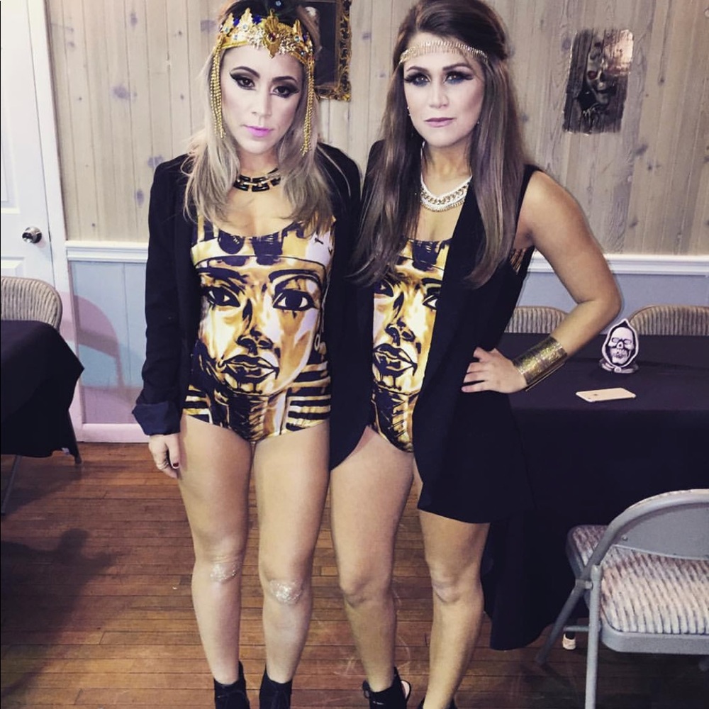 Gold Egyptian Pharaohs Print Womens Body suit